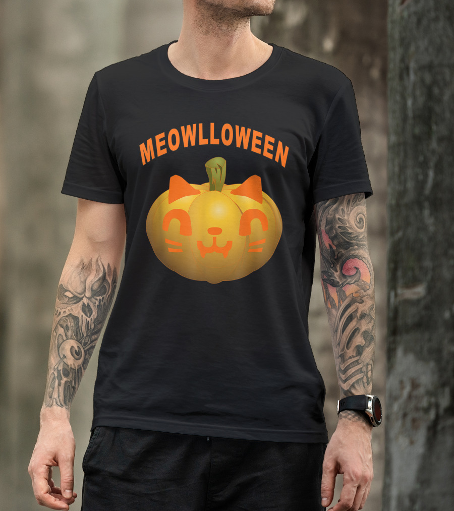 Meowloween Cat Pumpkin Scary Spooky T-Shirt