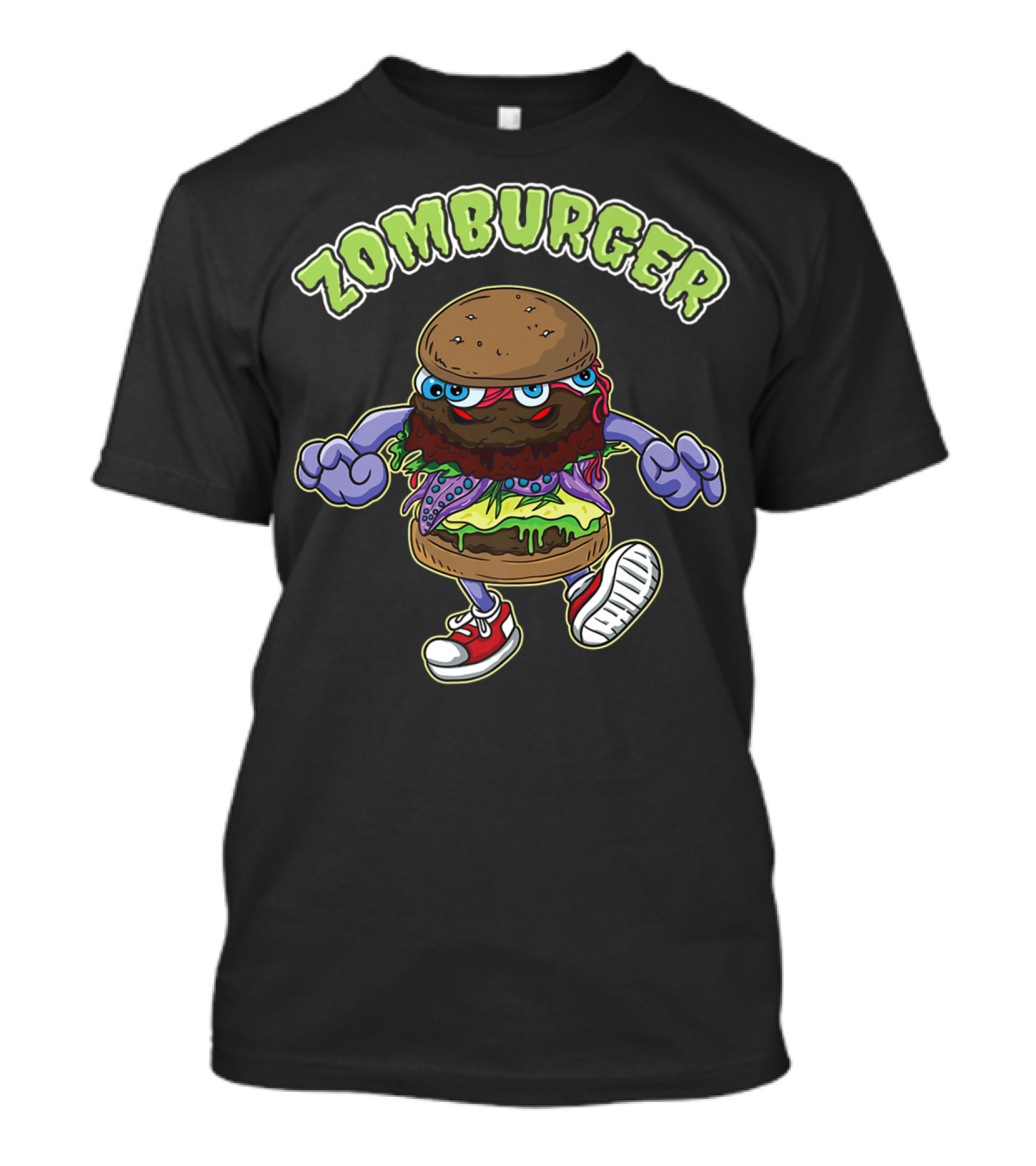 Zomburger Halloween Zombie Burger Animated Walking Food T-Shirt