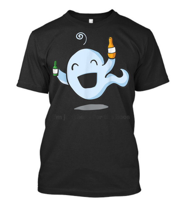 I'm Just Here For The Boos Halloween Ghost With Beer And Wine T-Shirt