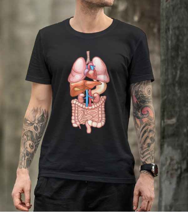 Halloween Internal Organ Diagram Anatomy Lungs Heart Intestines T-Shirt