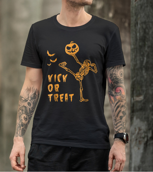 Halloween Kick Or Treat Martial Art Taekwondo Karate Kungfu Skeleton T-Shirt