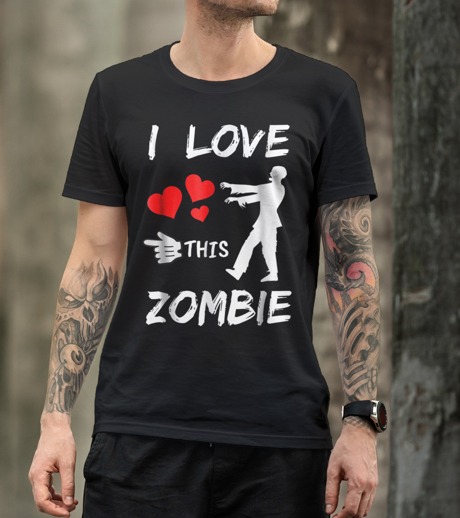 Halloween Matching Couple I Love This Zombie Hearts And Hand Pointer T-Shirt