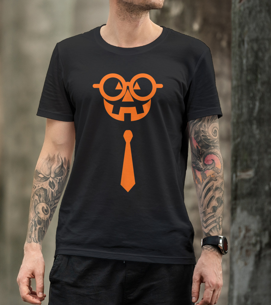 Halloween Pumpkin Nerd Tie Math Teacher T-Shirt