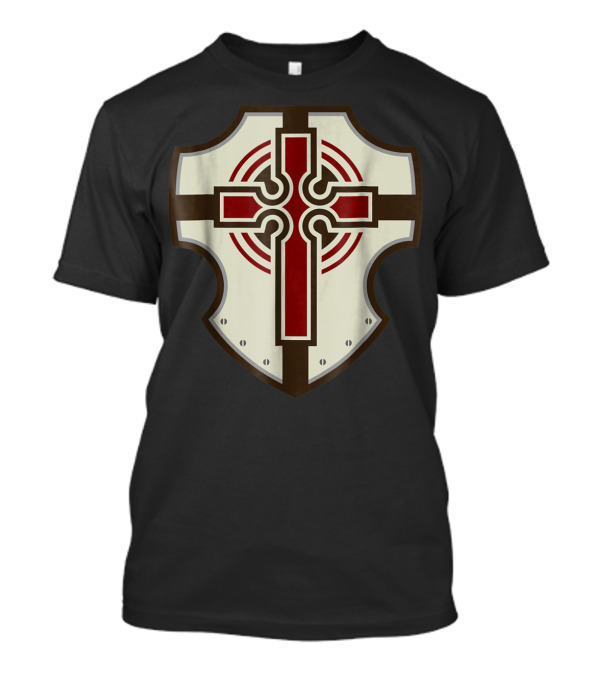 Halloween Medieval Templar Paladin Shield Cross Emblem T-Shirt