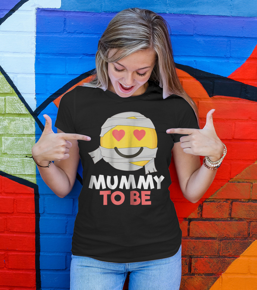Mummy Emoji Halloween Mummy To Be Pregnancy T-Shirt
