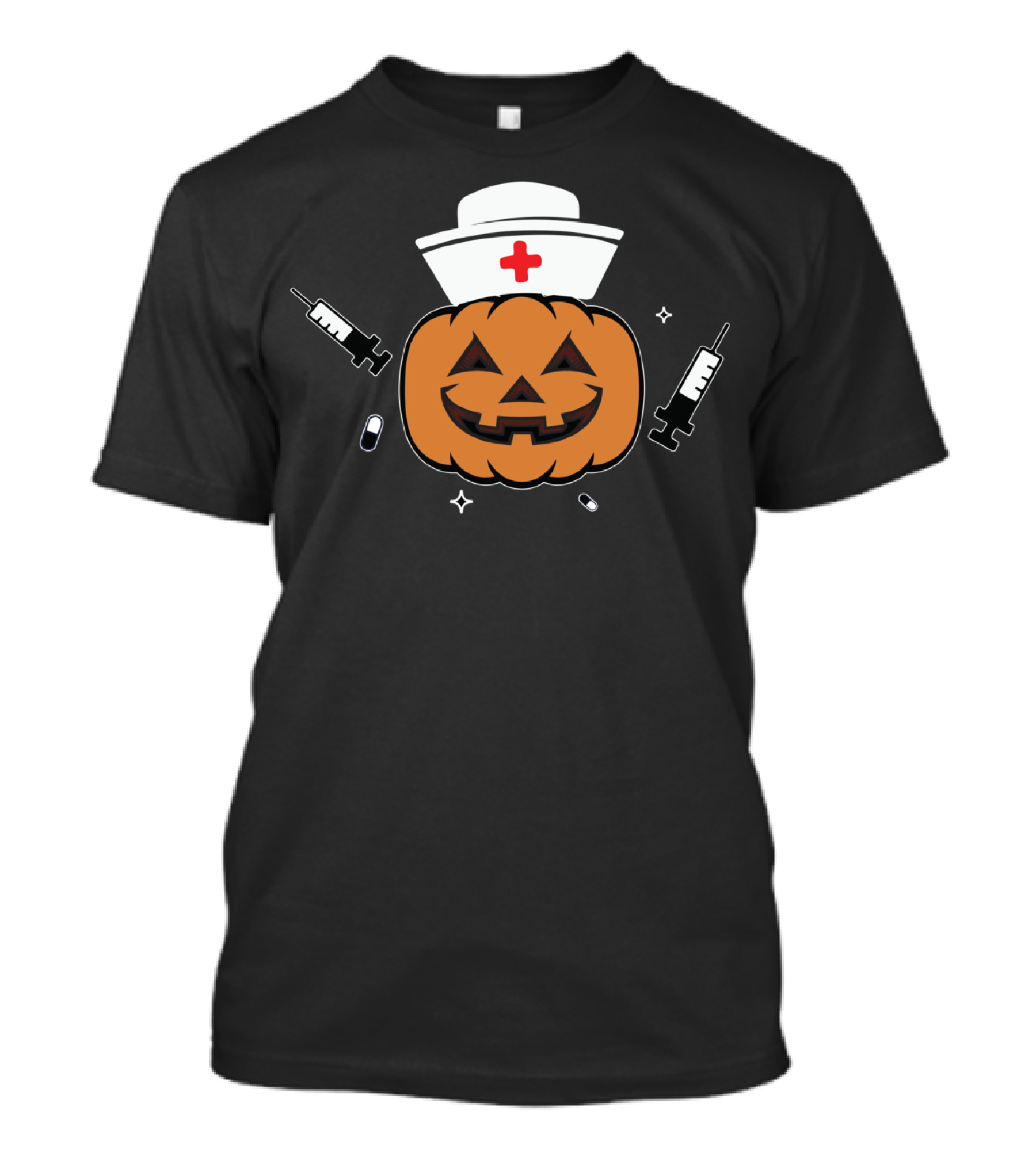 Halloween Nurse Pumpkin With Syringes Hospital Night T-Shirt