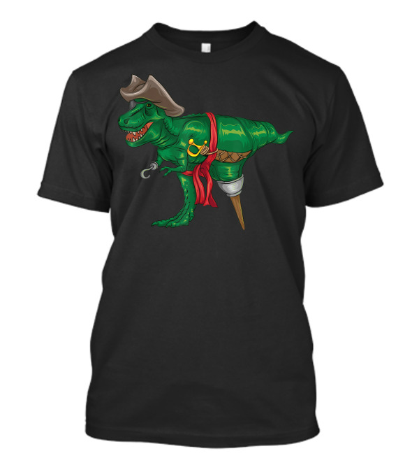 Halloween Pirate Tyrannosaurus Rex Dinosaur With Hook And Peg Leg T-Shirt