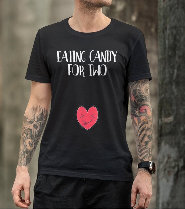 Eating Candy For Two Halloween Pregnancy Announcement T-Shirt