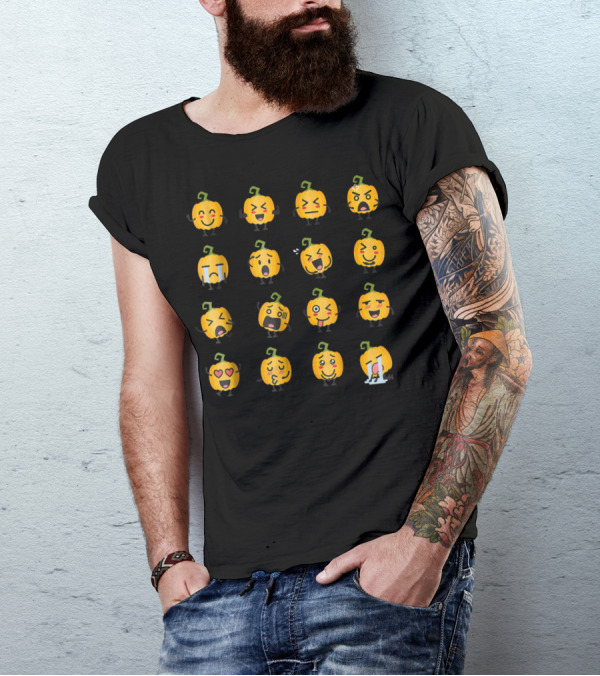 Halloween Pumpkin Emojis Array T-Shirt