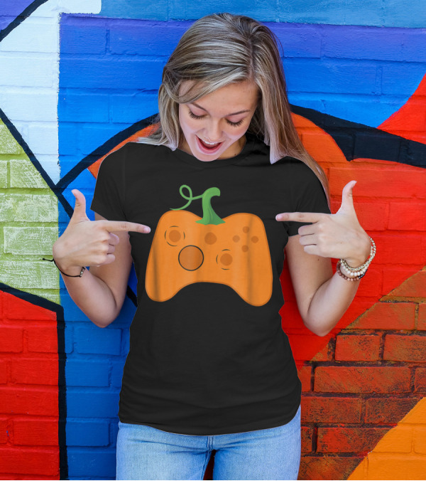 Halloween Pumpkin Gamer Video Game Party Controller T-Shirt