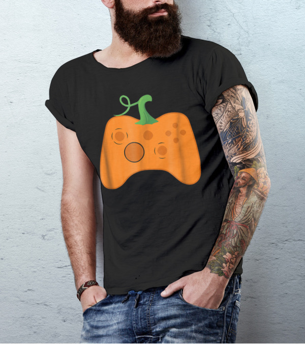 Halloween Pumpkin Gamer Video Game Party Controller T-Shirt