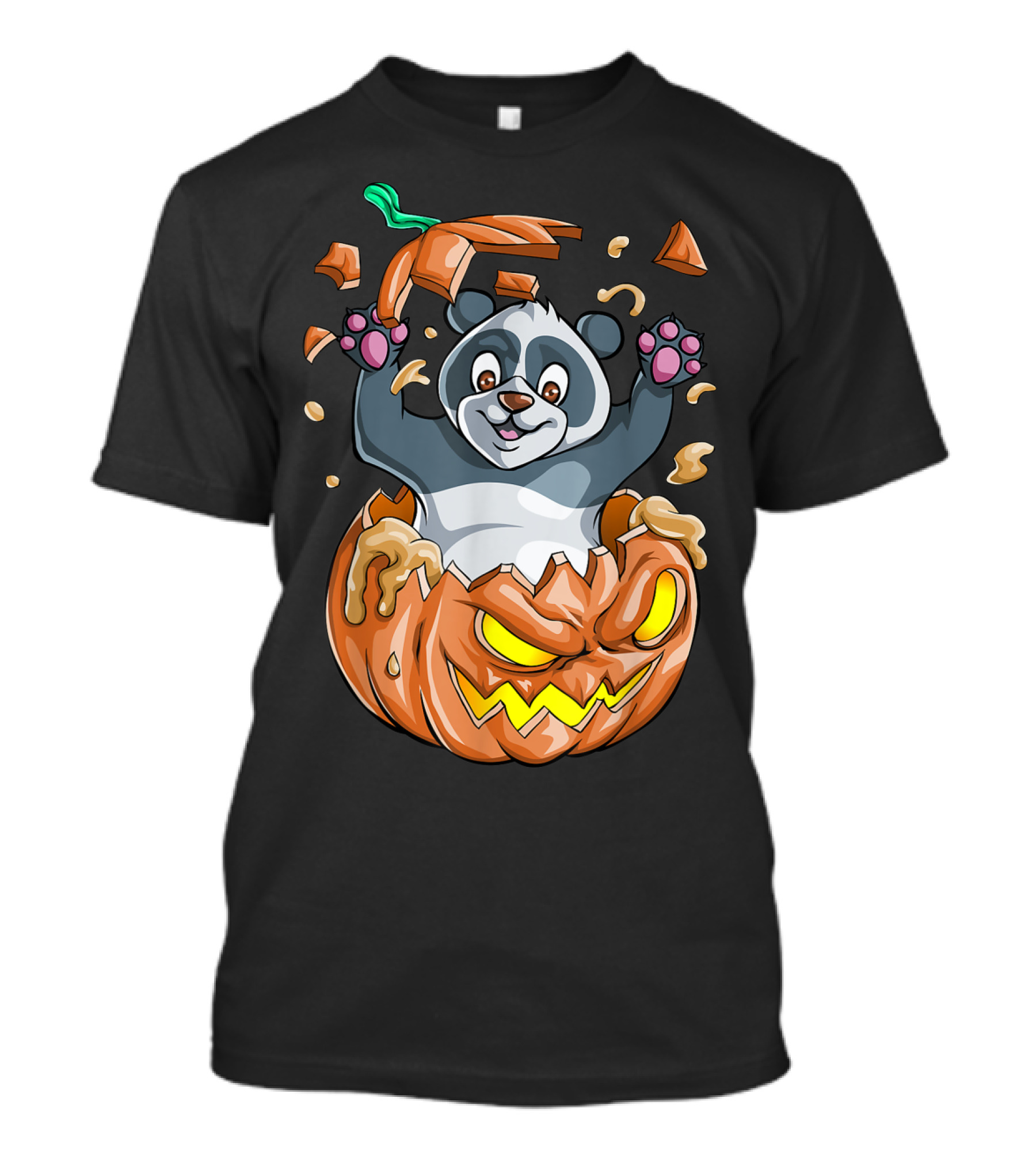 Halloween Pumpkin Panda Funny Party Celebration Adventure T-Shirt