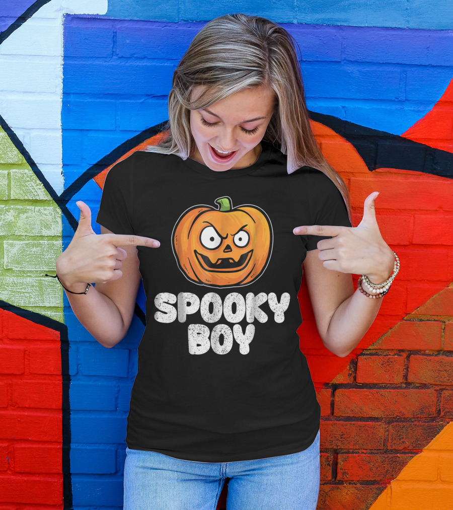Spooky Boy Halloween Pumpkin Funny Scary T-Shirt
