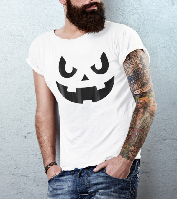 Halloween Black Pumpkin Face Jack O'Lantern T-Shirt