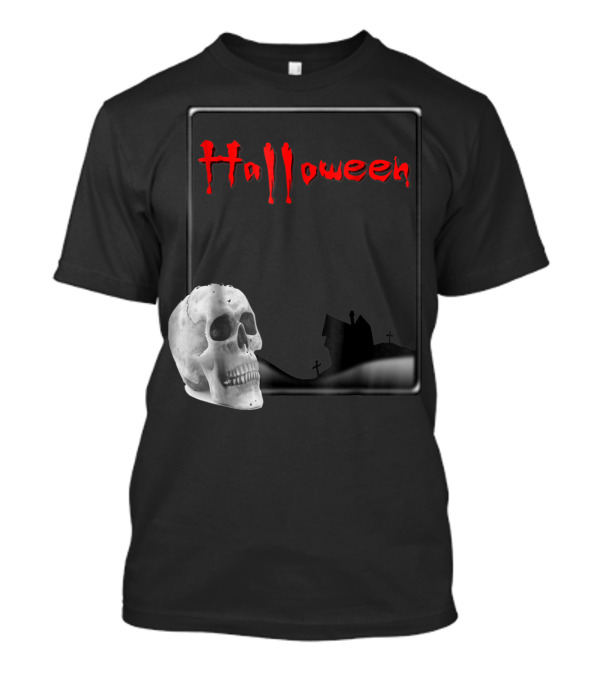 Halloween Skull Haunted House Graveyard T-Shirt
