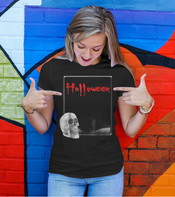 Halloween Skull Haunted House Graveyard T-Shirt