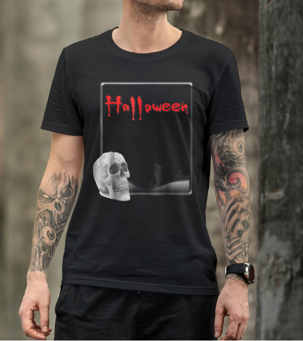 Halloween Skull Haunted House Graveyard T-Shirt