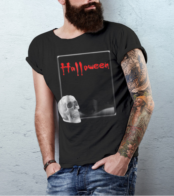 Halloween Skull Haunted House Graveyard T-Shirt