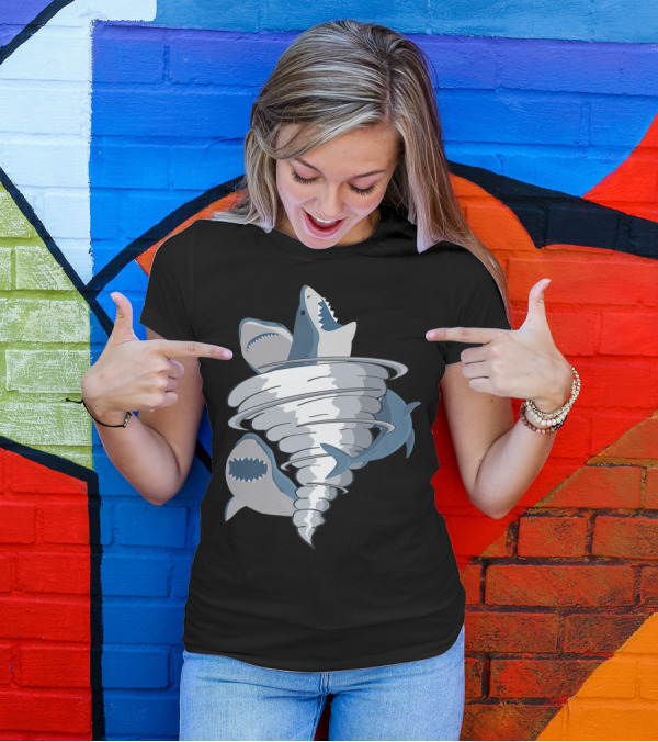 Great White Shark Tornado Halloween Tiger Concept T-Shirt