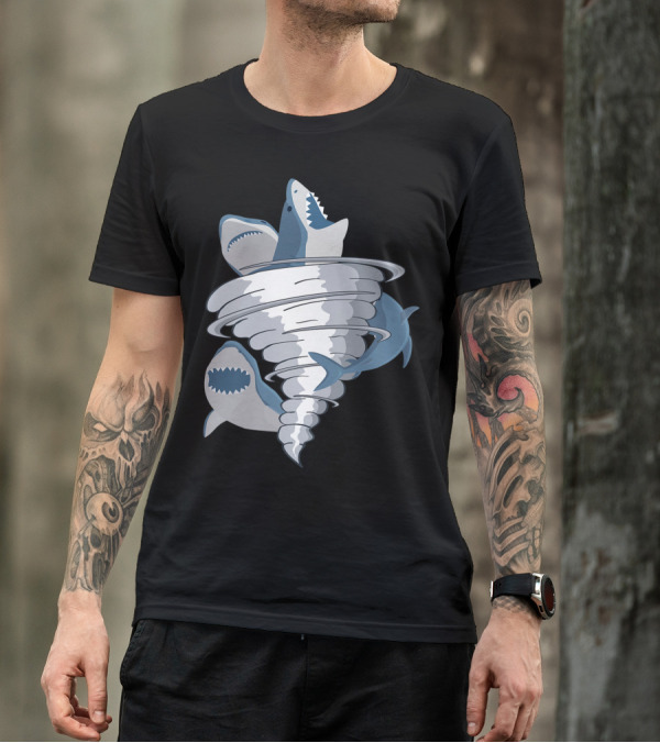 Great White Shark Tornado Halloween Tiger Concept T-Shirt