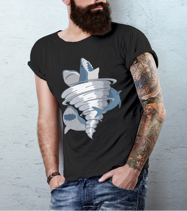 Great White Shark Tornado Halloween Tiger Concept T-Shirt