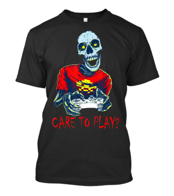 Halloween Skeleton Gamer Care To Play Gaming For Life T-Shirt