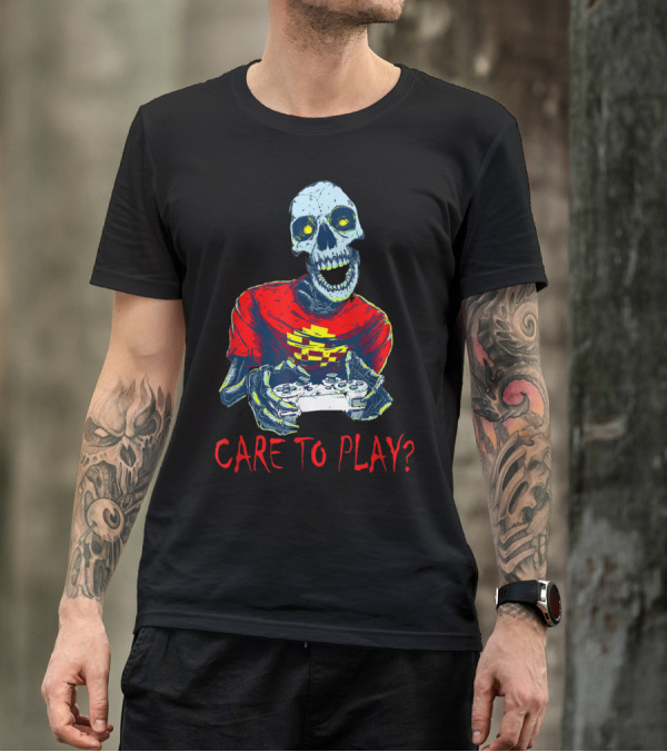 Halloween Skeleton Gamer Care To Play Gaming For Life T-Shirt