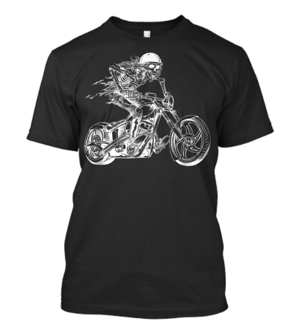 Halloween Skeleton Motorcycle Rider With Twowheeler Spirit T-Shirt