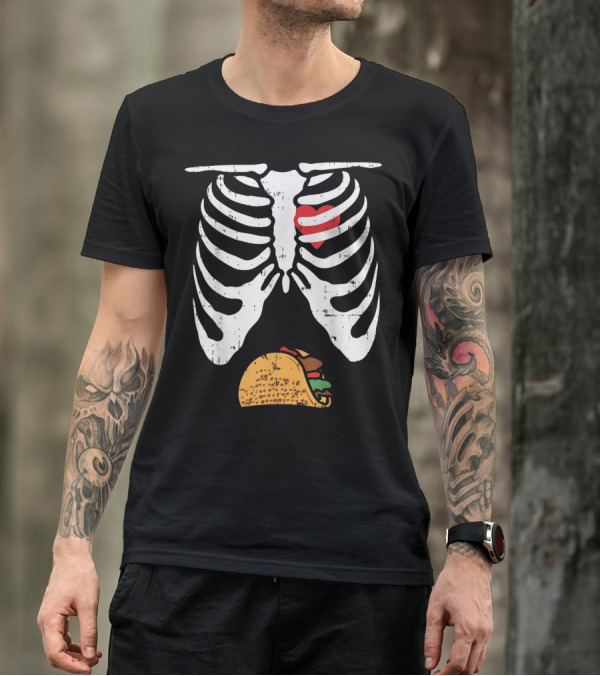 Halloween Xray Skeleton Pregnancy Tacos Soon T-Shirt