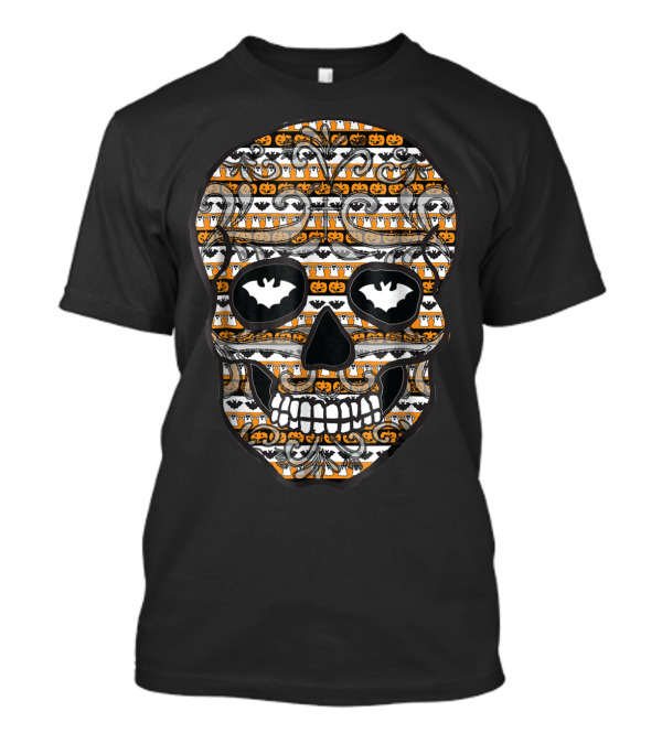 Halloween Sugar Skull Pumpkin Bat Day Of The Dead T-Shirt