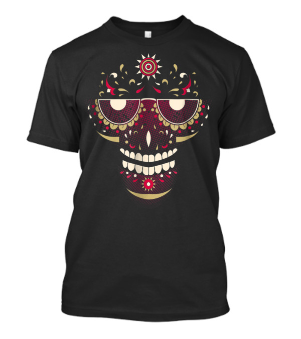 Day Of The Dead Floral Halloween Sugar Skull T-Shirt