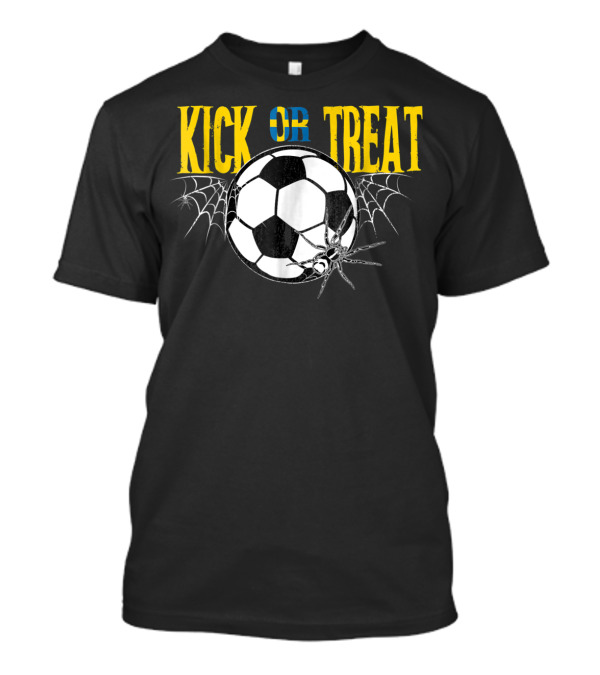 Kick Or Treat Soccer Halloween Sweden Spider Webs T-Shirt