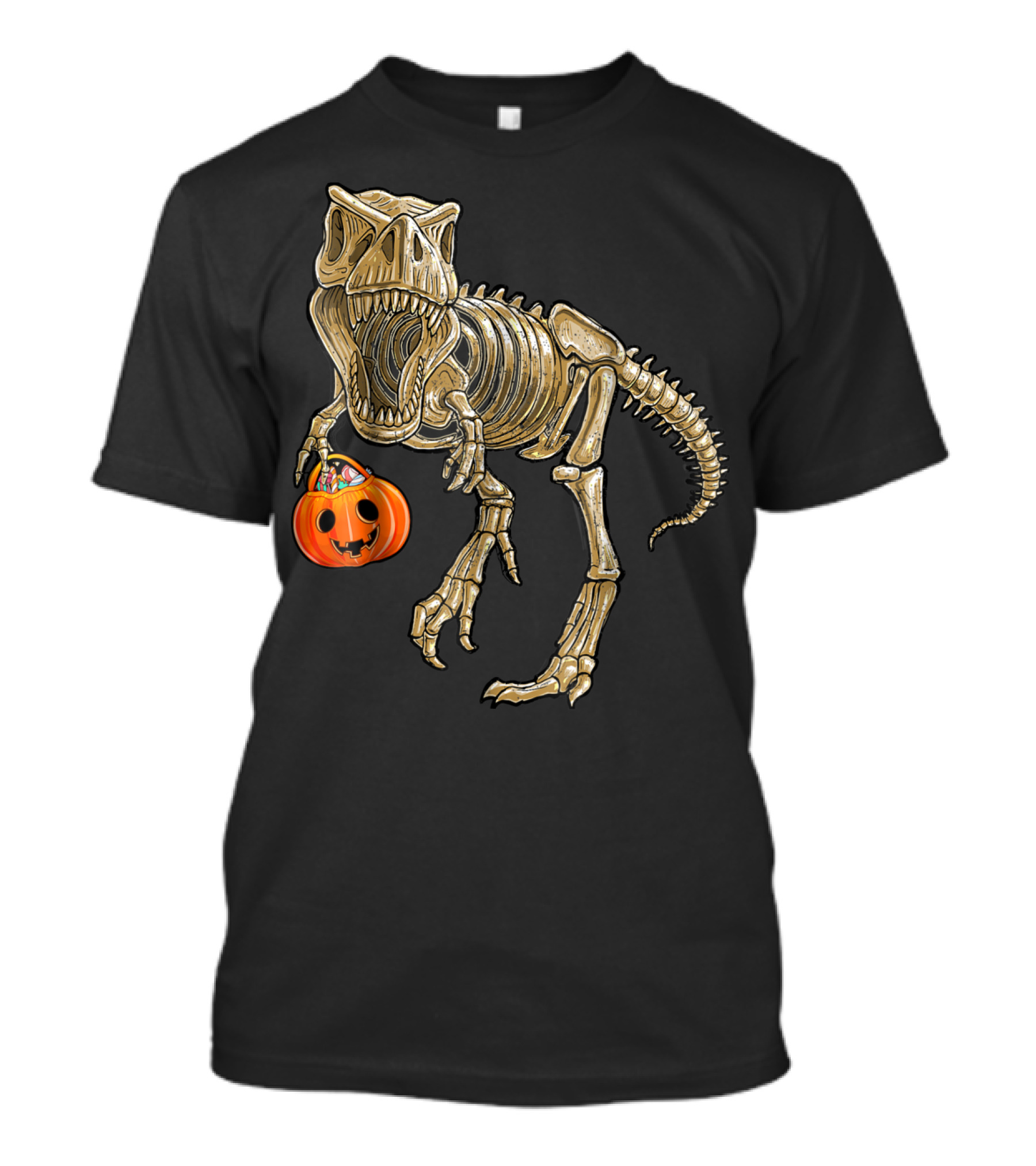 Halloween Rex Dinosaur Skeleton Pumpkin Trick T-Shirt