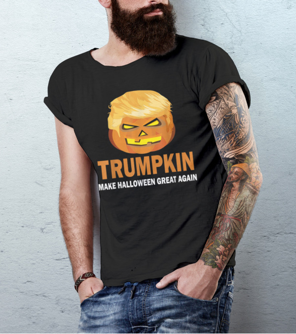 Halloween Trumpkin Make Halloween Great Again Funny Pumpkin Face T-Shirt