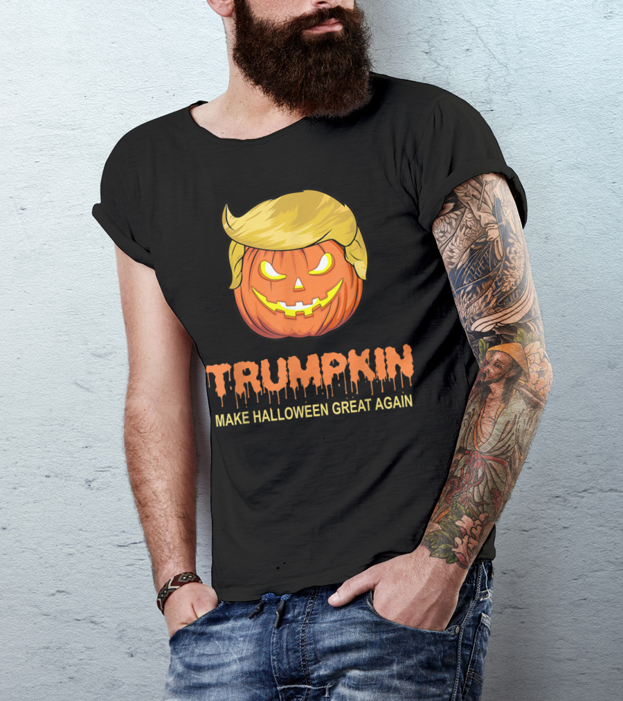 Trumpkin Halloween Make Halloween Great Again Pumpkin Face T-Shirt