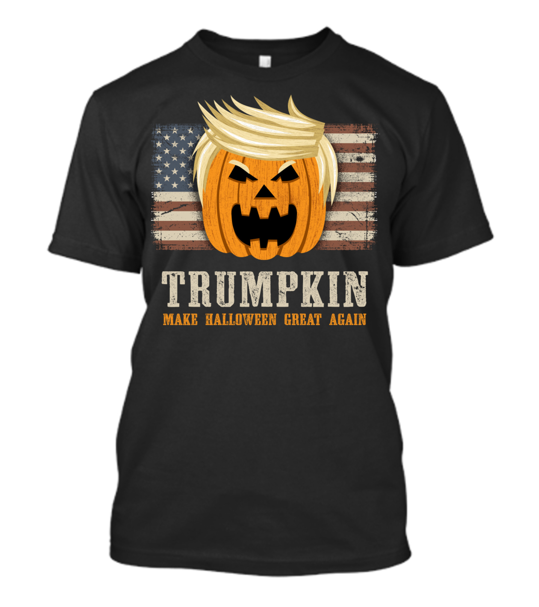 Trumpkin Make Halloween Great Again Vintage US Flag T-Shirt