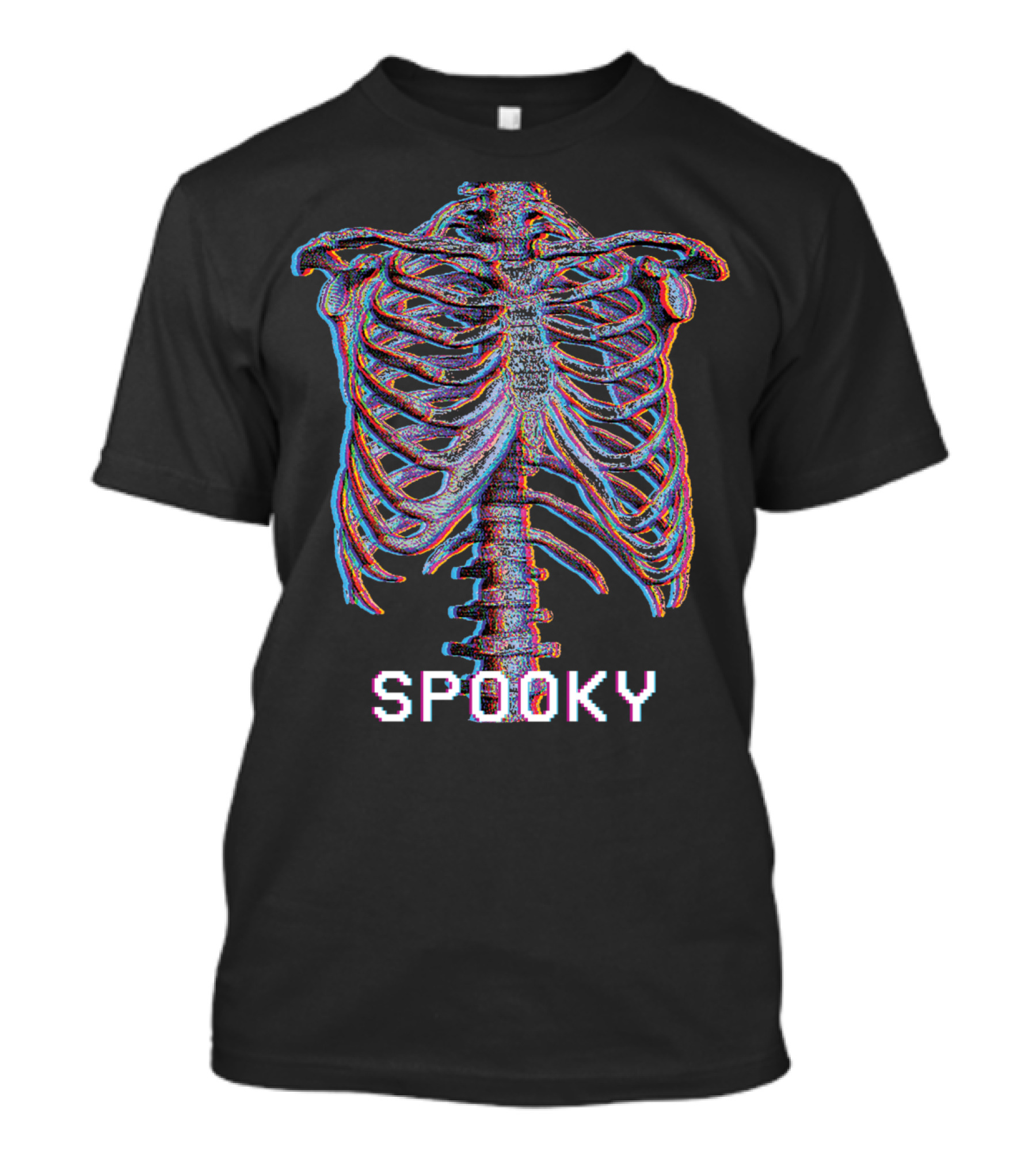 Spooky Skeleton Vaporwave Halloween Ribcage T-Shirt