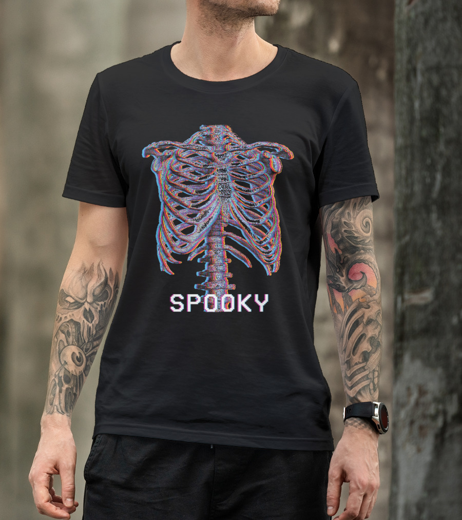 Spooky Skeleton Vaporwave Halloween Ribcage T-Shirt
