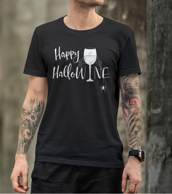 Happy Hallowine Halloween Wine Drinker BFF Squad T-Shirt