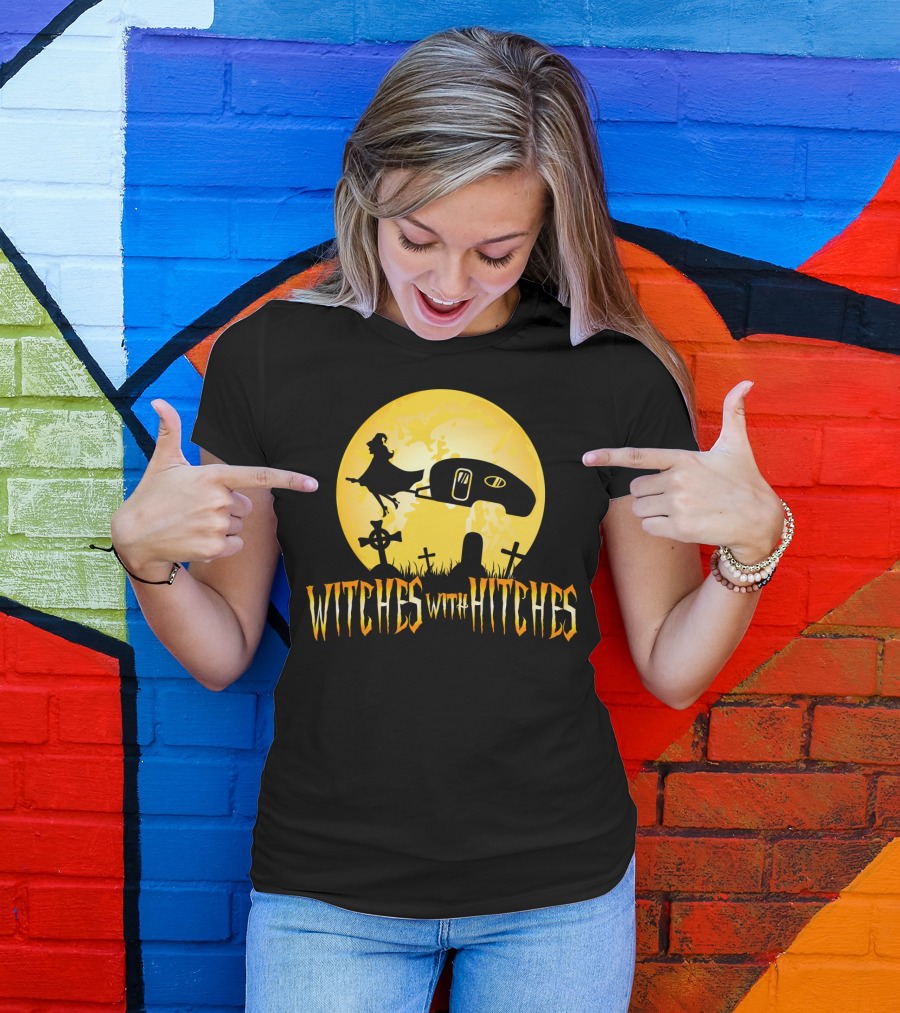 Witches With Hitches Halloween Trailer RV Camping Graveyard T-Shirt