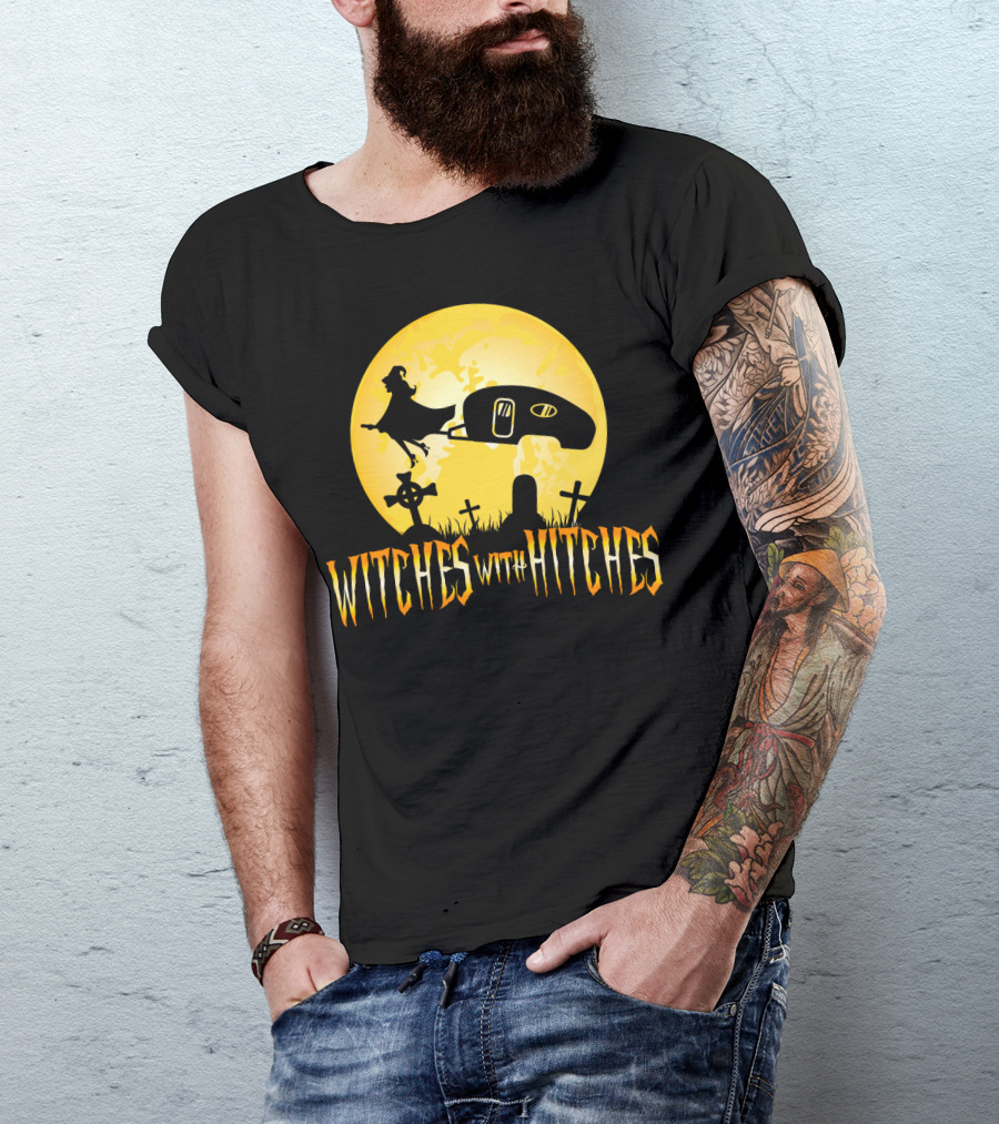 Witches With Hitches Halloween Trailer RV Camping Graveyard T-Shirt