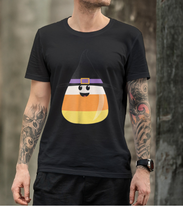 Halloween With Chip The Candy Corn Witch Hat Smiling T-Shirt