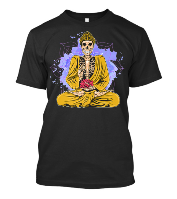 Halloween Meditating Skeleton Yogi Lotus Mandala T-Shirt