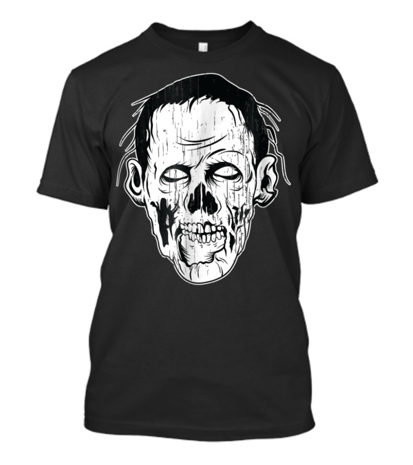 Hand Drawn Zombie Vintage Look Creepy Skull Face T-Shirt