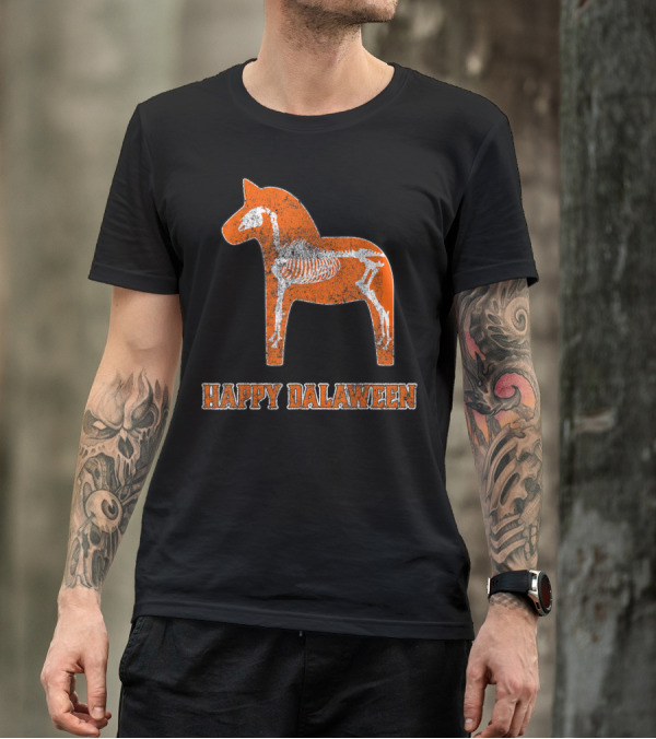 Happy Dalaween Halloween Scary Skeleton Dala Horse T-Shirt
