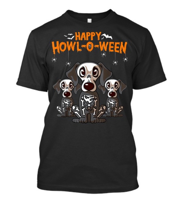 Happy Howl-O-Ween Dachshund Skeleton Dog Trio T-Shirt