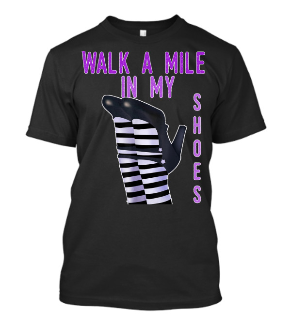 Walk A Mile In My Witch Shoes Striped Socks Halloween T-Shirt