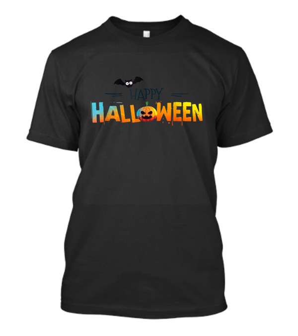 Happy Halloween Colorful Bat Pumpkin T-Shirt