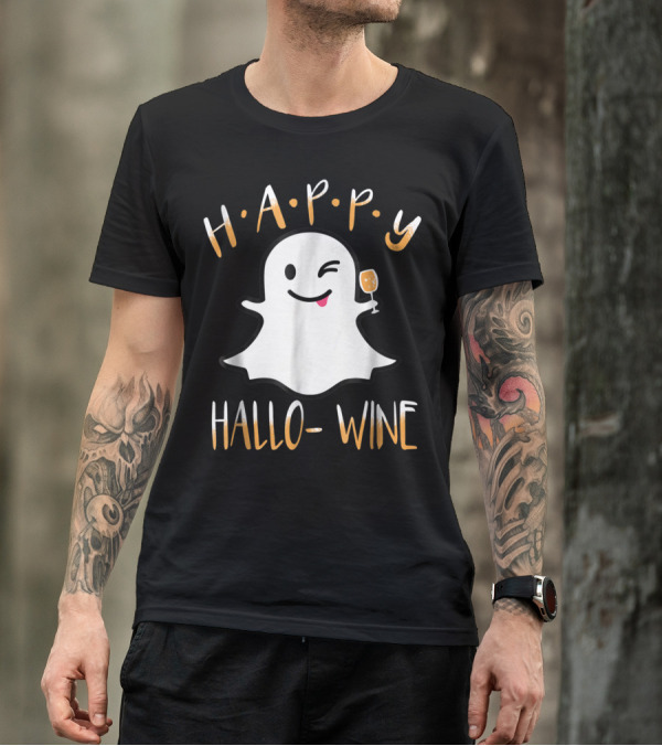 HAPPY HALLOWINE Halloween Boo Ghost Party Cheers T-Shirt