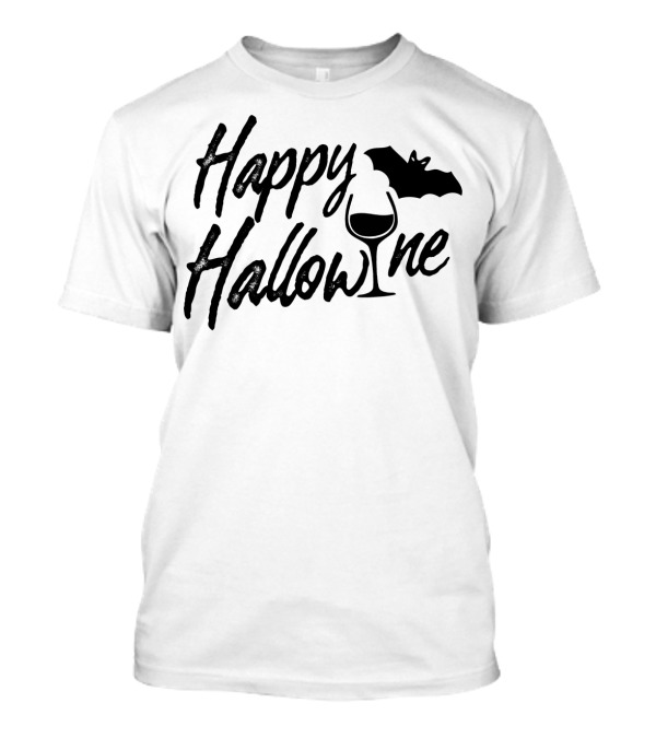Happy Hallowine Halloween Wine Bat Glass T-Shirt